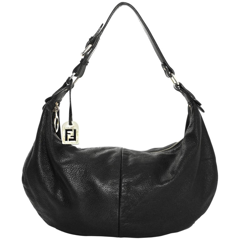 Fendi Black Leather Hobo Bag with DB For Sale at 1stDibs