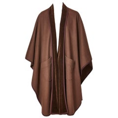 Yves Saint Laurent Wool Cape with Velvet Trim