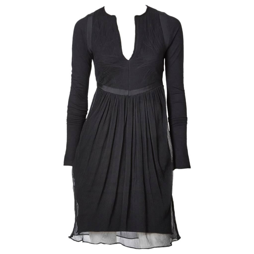 Balenciaga Chiffon and Jersey knit Dress with Trapunto Detail