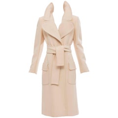 John Anthony Cream Wool Gabardine Coat, Circa 1980's 4