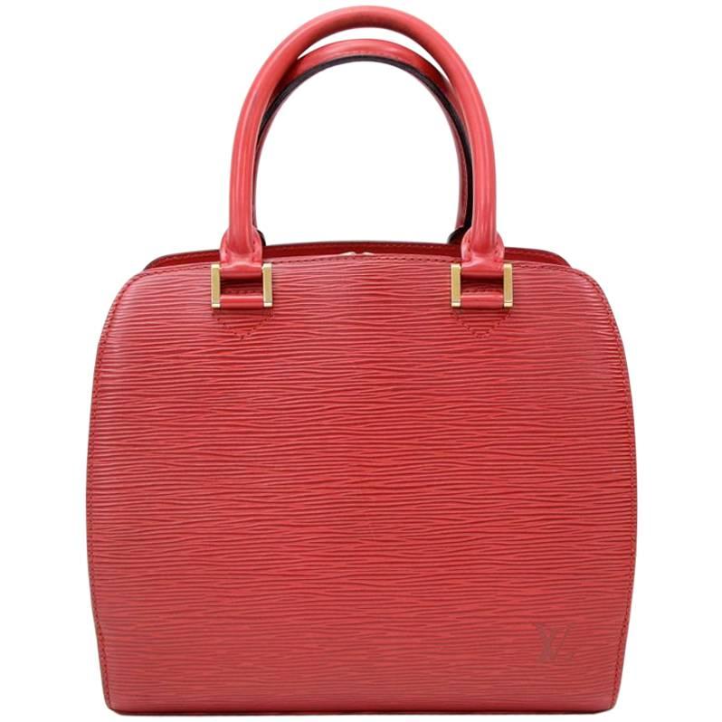 Louis Vuitton Pont Neuf Red Epi Leather Hand Bag For Sale
