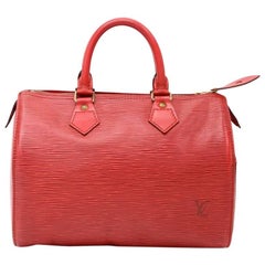 Vintage Louis Vuitton Speedy 25 Red Epi Leather City Hand Bag 