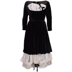 A vintage 1950s Black velvet and lace cocktail dress Very Dior