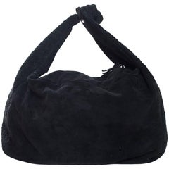 Bottega Veneta Black Suede Intrecciato Knot Hobo with DB 6