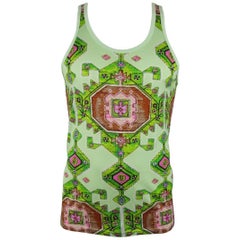 GIVENCHY Resort 2016 Size S Mint Green Aztec Carpet Print Cotton Tank Top