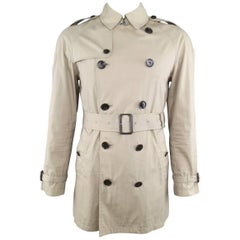 Men's BURBERRY BRIT S Khaki Cotton / Nylon Classic Belted Trenchcoat