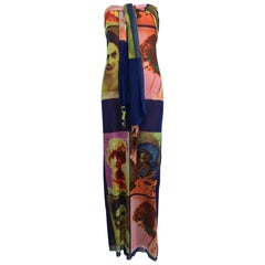 John Paul Gaultier mesh 1920s digital portraits maxi dress 5