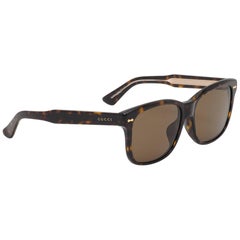 Gucci GG1140FS-KCLSP-57 Dark Havana / Brown Sunglasses
