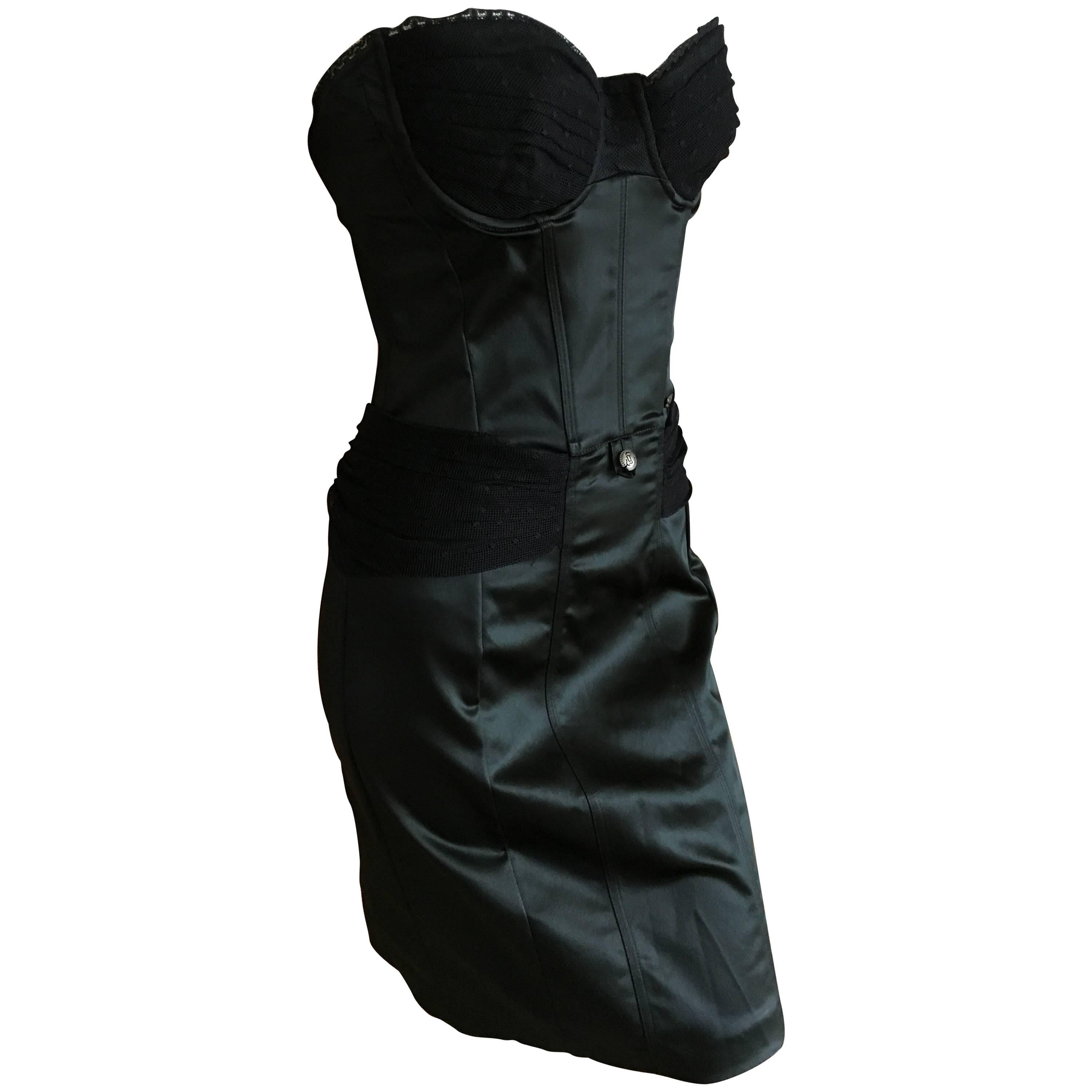 John Galliano Little Black Corset Dress For Sale