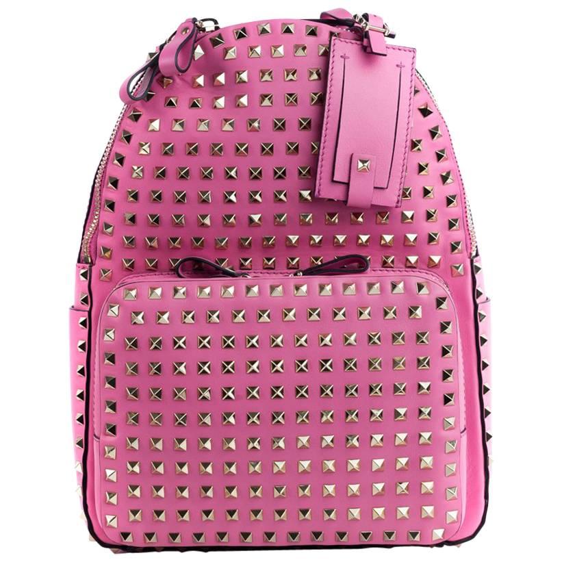 Valentino Women's Pink Leather Rockstud Backpack