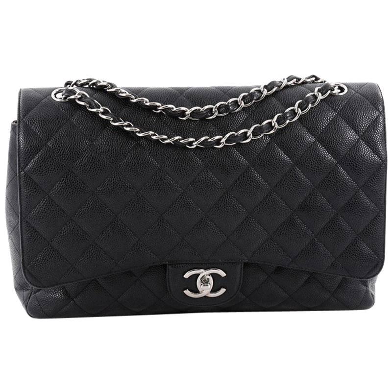 Chanel Classic Double Flap Bag Quilted Caviar Maxi