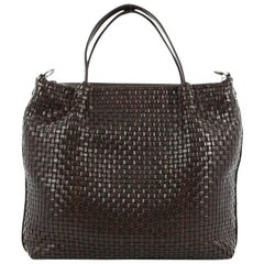Salvatore Ferragamo Convertible Zip Satchel Woven Leather Large 8