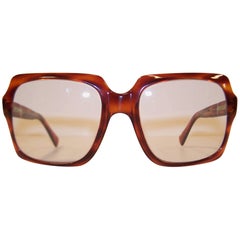 Vintage Oversized 1970's Italian Square Tortoise Eyeglasses Sunglasses