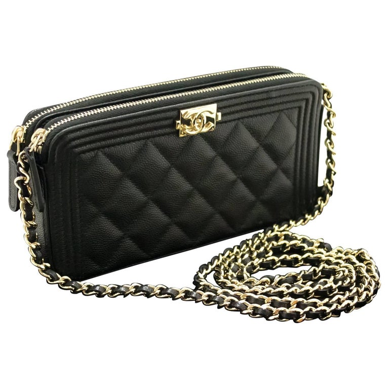 CHANEL Boy WOC Caviar Wallet On Chain Shoulder Bag Clutch Crossbody ...