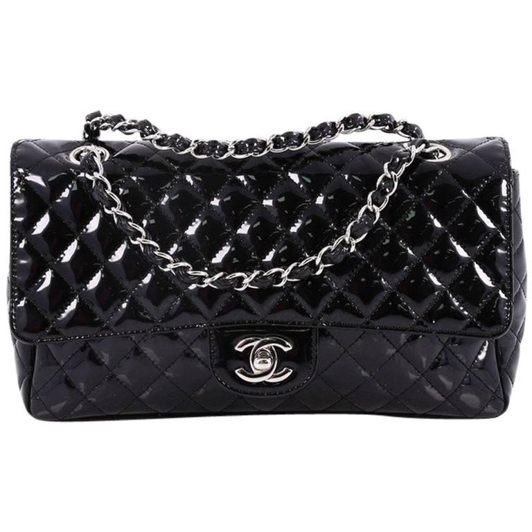 Chanel Secret Label Flap Bag Quilted Patent Jumbo at 1stDibs