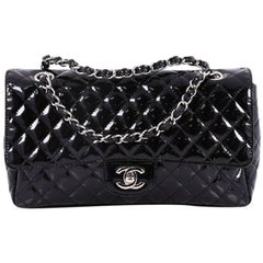 Chanel Secret Label Flap Bag Quilted Patent Jumbo