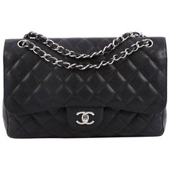 Chanel Classic Double Flap Bag Quilted Caviar Jumbo