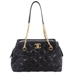 Chanel Retro Chain Zip Satchel Quilted Calfskin Small