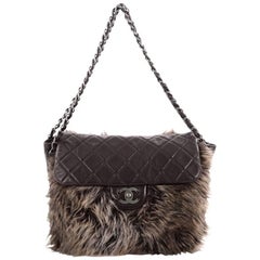 Chanel Flap Shoulder Bag Faux Fur and Quilted Lambskin Medium