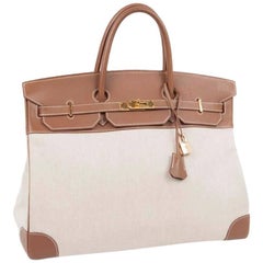 HERMES 'Birkin' 40 Bag in Ecru Canvas and Gold Epsom Calf Leather at  1stDibs