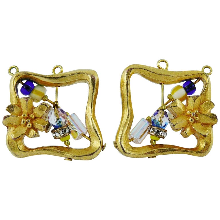 Christian Lacroix Vintage Jewelled ClipOn Earrings For Sale at 1stdibs