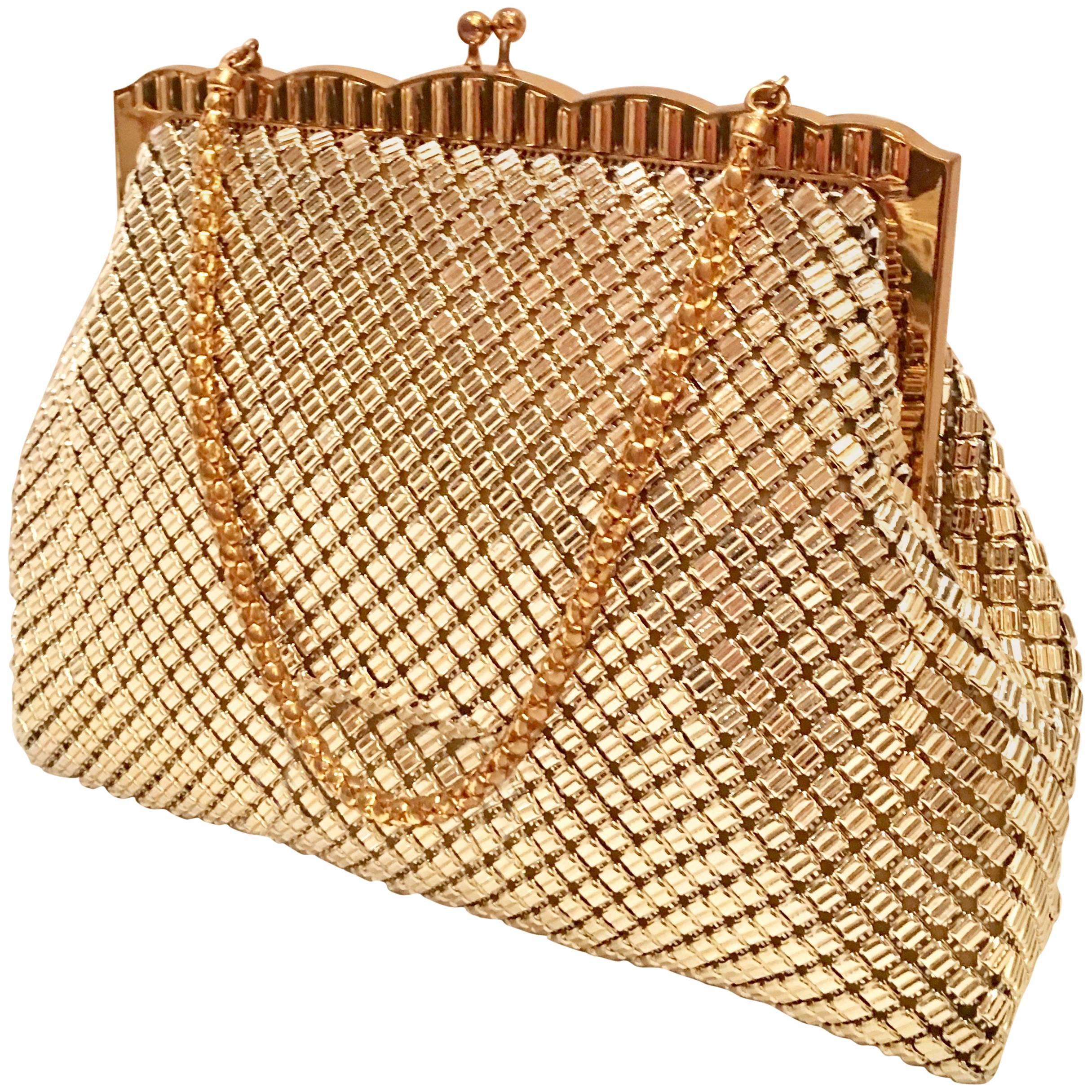 Vintage Whiting & Davis Gold Metal Mesh Handbag For Sale