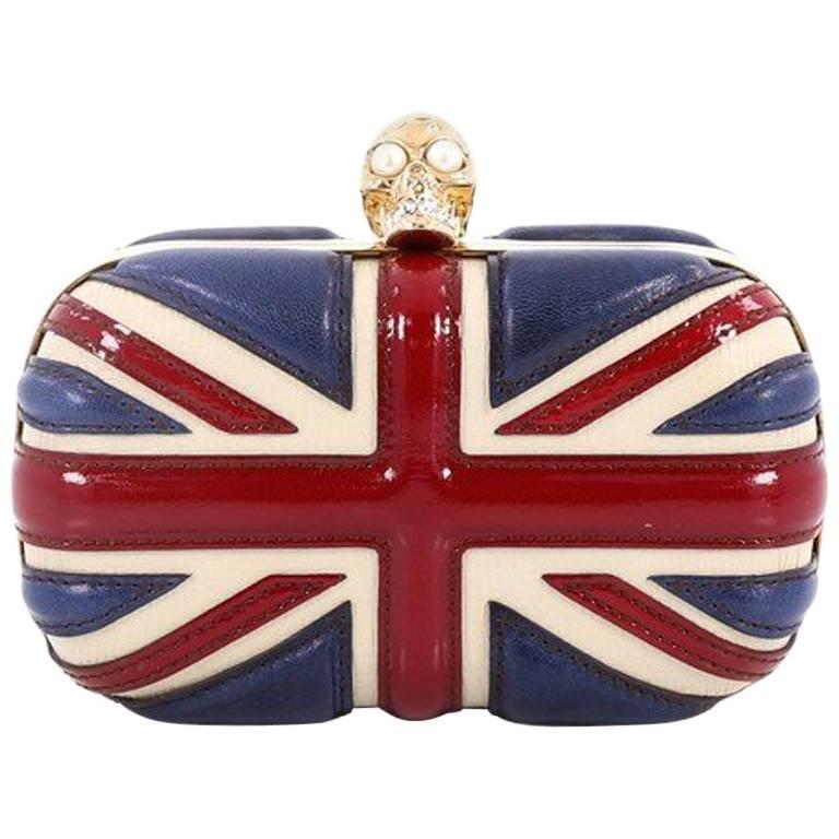 Alexander McQueen Britannia Skull Box Clutch Patent Small