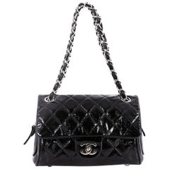Chanel CC Chain Zip Flap Bag Quilted Patent Small