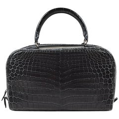 Hermes Gray Niloticus Crocodile Leather "Sac en Vie 26" Satchel Bag