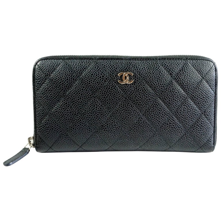 Chanel Black Caviar Leather Zippy Wallet at 1stDibs chanel zippy