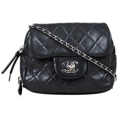 Chanel Black Quilted Leather Chain Strap "WOC" Mini Flap Crossbody Bag