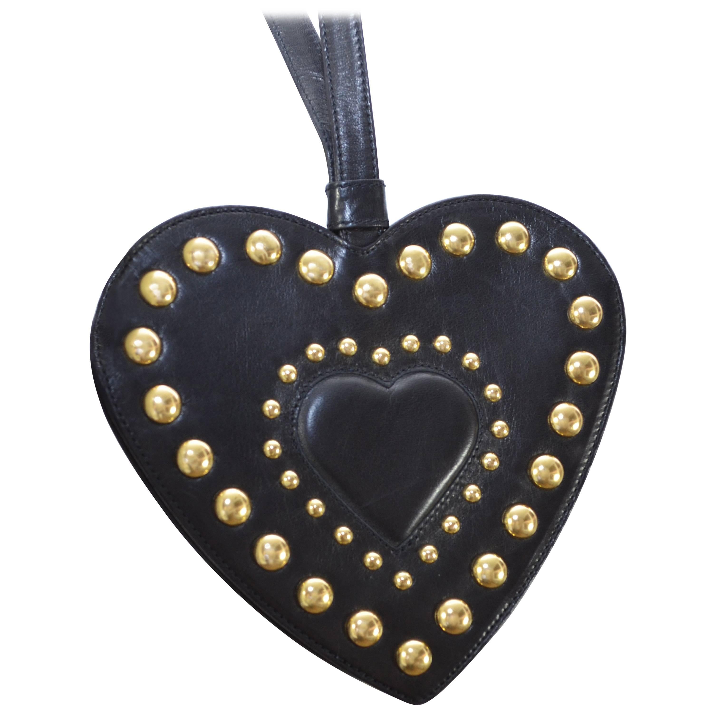 Moschino Redwall Vintage Heart Stud Handbag For Sale