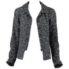 Chanel Black & White Tweed 'CC' Buttoned Jacket SZ 40