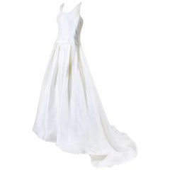 Christian Dior White Silk Pleated A Line Bridal Gown