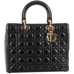 Christian Dior Lady Dior Handbag Cannage Quilt Lambskin Large 7
