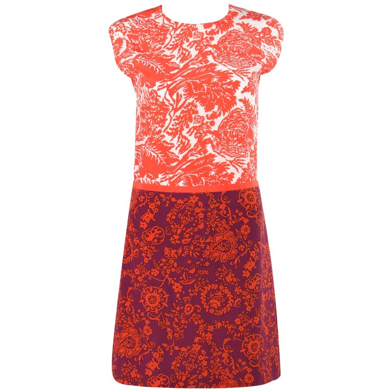 open lace back dress Genovia Orange Floral Mini Dress main image 1