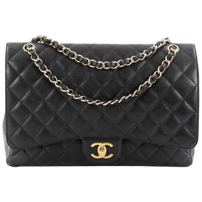 Chanel Classic Double Flap Bag Quilted Caviar Maxi