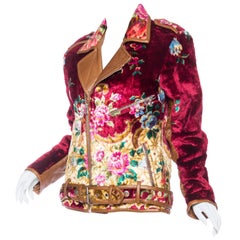 Mia Vesper Italian Tapestry and Leather Motorcycle Jacket 10