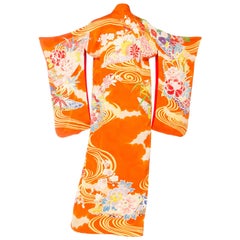 Japanese Hand Painted and Embroidered Kimono
