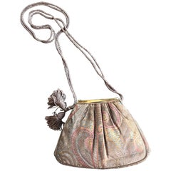 Beautiful Vintage Judith Leiber Hand Painted Taupe Beige Tan Paisley Evening Bag 3