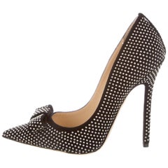 Jimmy Choo New Black Suede Silver Stud Evening High Heels Pumps in Box