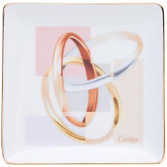 Cartier Trinity Ring White Multi Color Porcelain Trinket Jewelry Table Desk Tray