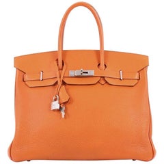 Hermes Birkin Handbag Orange Togo with Palladium Hardware 35