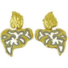 Yves Saint Laurent Vintage Oversized Cut Out Jewelled Dangling Earrings
