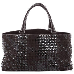 Bottega Veneta Rugiada Tote Suede and Patent Intrecciato Medium