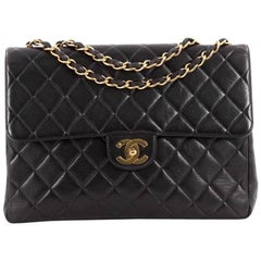 Chanel Vintage Classic Single Flap Bag Quilted Lambskin Jumbo