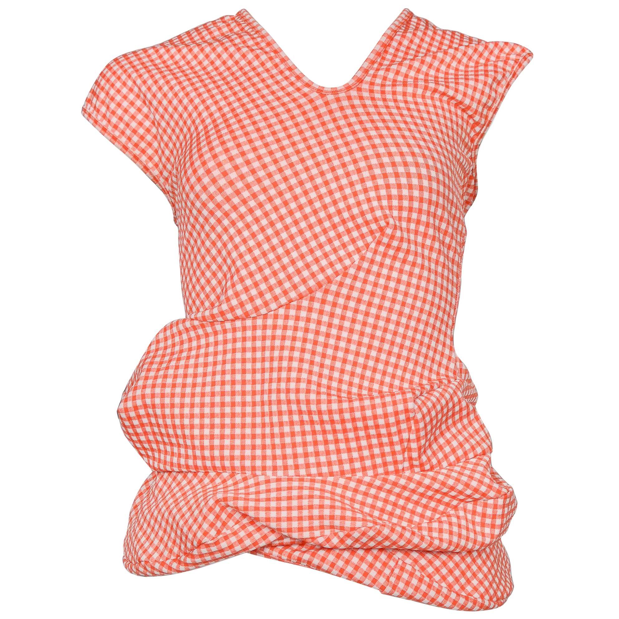 Museum Quality Comme des Garcons Lumps & Bumps SS 1997 Red Gingham Top For Sale