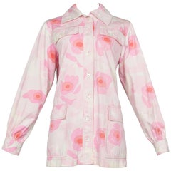 Vintage Rare Yves Saint Laurent Rose Print Safari Jacket 1970