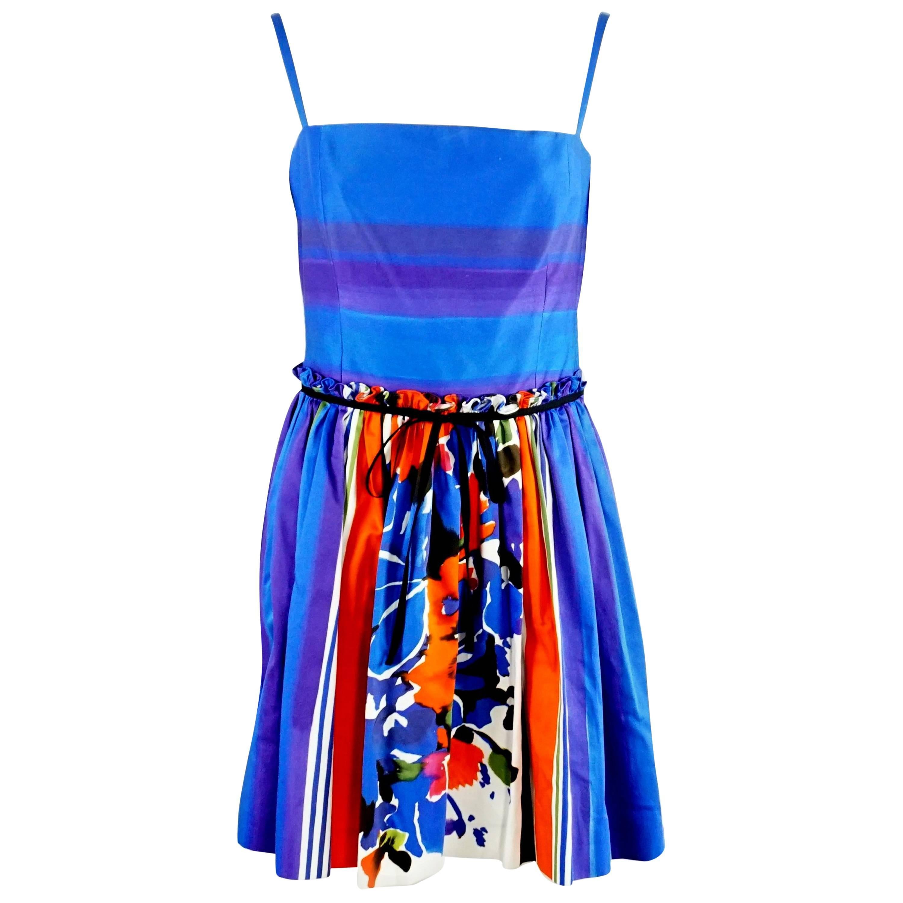 Valentino Blue and Multi Print Dress with Pockets - 42