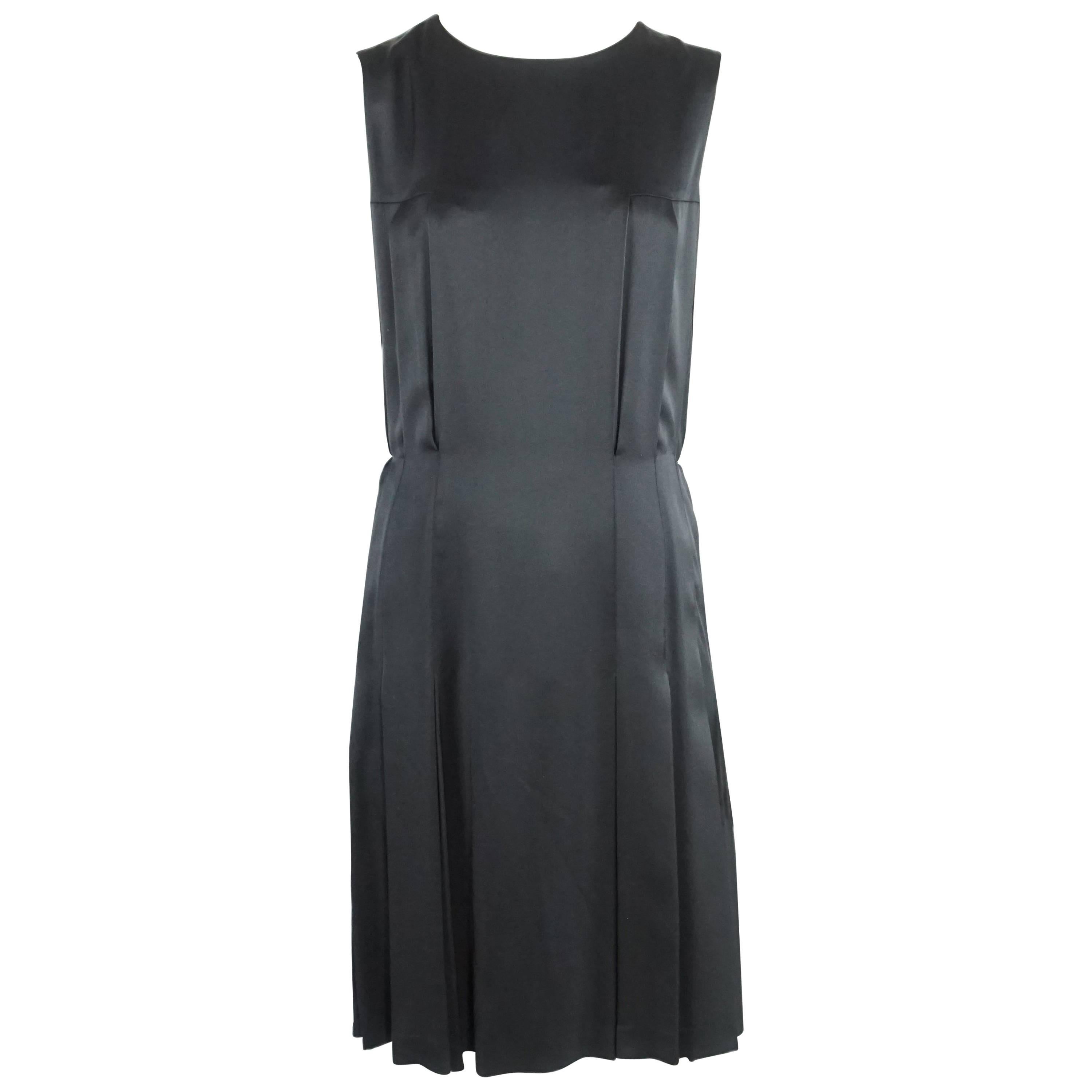 Chanel Black Silk Pleated Dress - 40 -Circa 2001